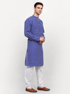 Jompers Men Royal-Blue Chikankari Kurta Only - Distacart