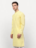 Jompers Men Yellow Chikankari Kurta Only - Distacart