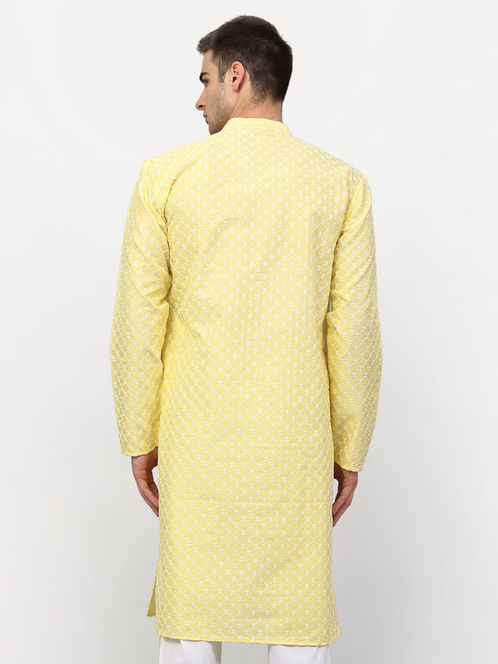 Jompers Men Yellow Chikankari Kurta Only - Distacart