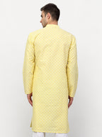 Jompers Men Yellow Chikankari Kurta Only - Distacart