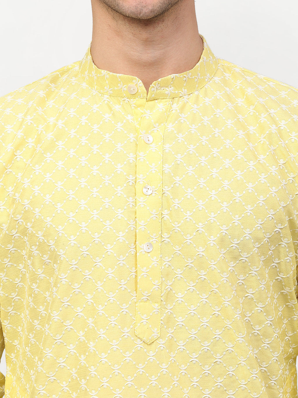 Jompers Men Yellow Chikankari Kurta Only - Distacart