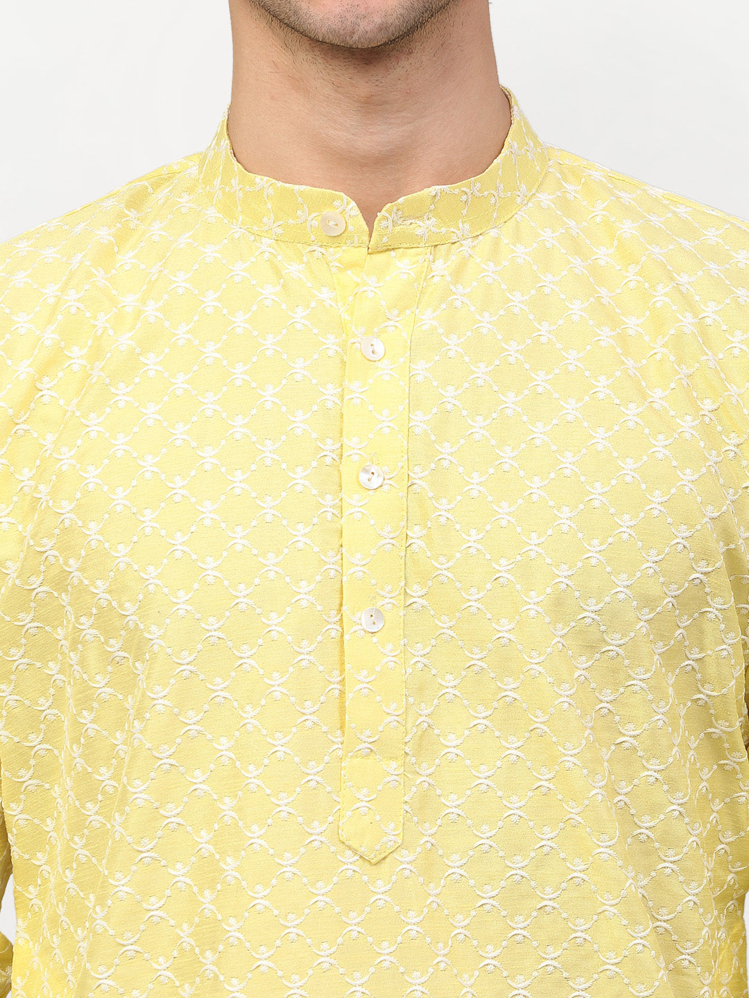 Jompers Men Yellow Chikankari Kurta Only - Distacart