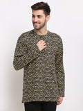 Jompers Men's Cotton Printed Kurta - Black