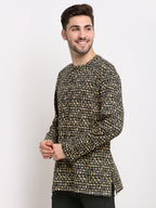 Jompers Men's Cotton Printed Kurta - Black
