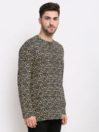 Jompers Men's Cotton Printed Kurta - Black