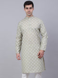Jompers Men's Cotton Floral printed Kurta - Grey