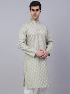 Jompers Men's Cotton Floral printed Kurta - Grey