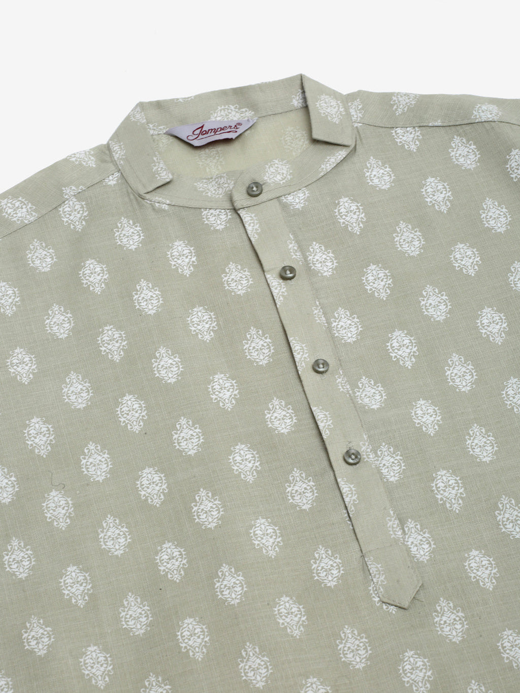 Jompers Men's Cotton Floral printed Kurta - Grey