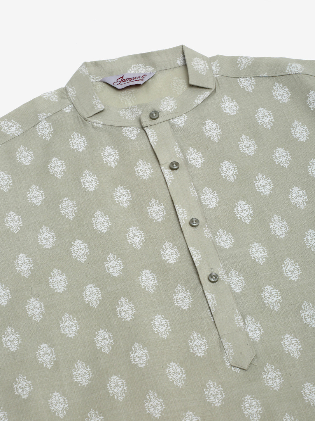 Jompers Men's Cotton Floral printed Kurta - Grey