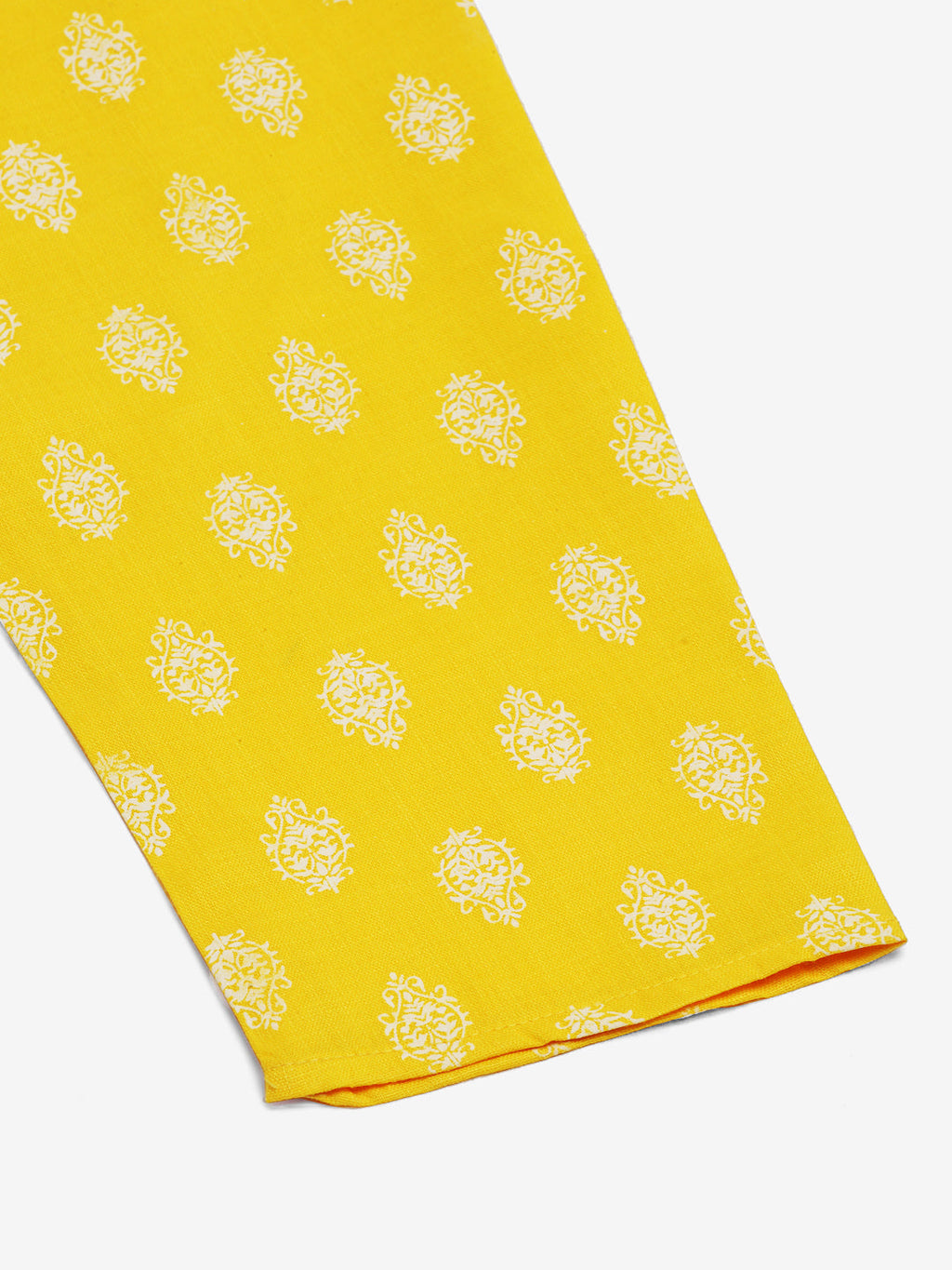 Jompers Men's Cotton Floral printed Kurta - Lemon