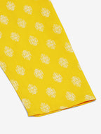 Jompers Men's Cotton Floral printed Kurta - Lemon