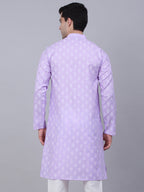 Jompers Men's Cotton Floral printed Kurta - Purple