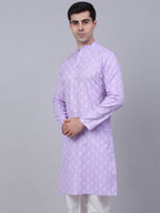Jompers Men's Cotton Floral printed Kurta - Purple