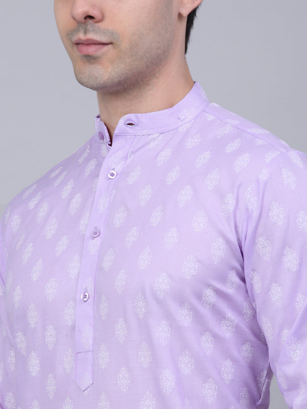 Jompers Men's Cotton Floral printed Kurta - Purple