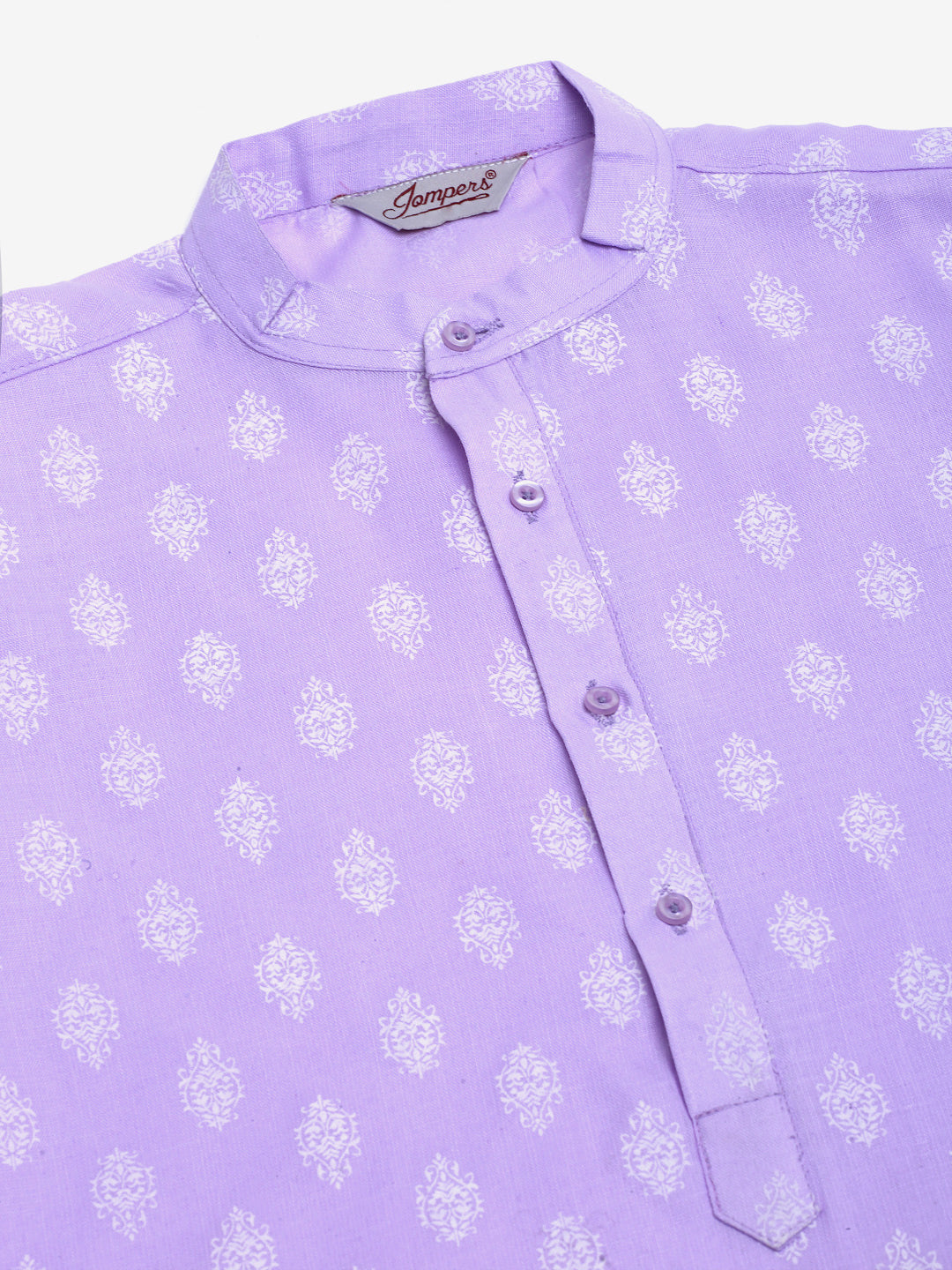 Jompers Men's Cotton Floral printed Kurta - Purple