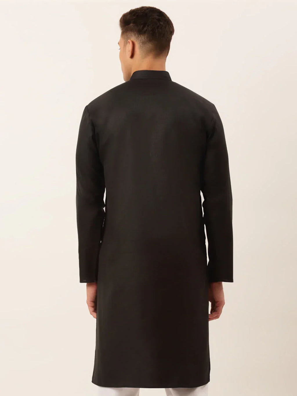 Jompers Men's Cotton Embroidered Kurta - Black