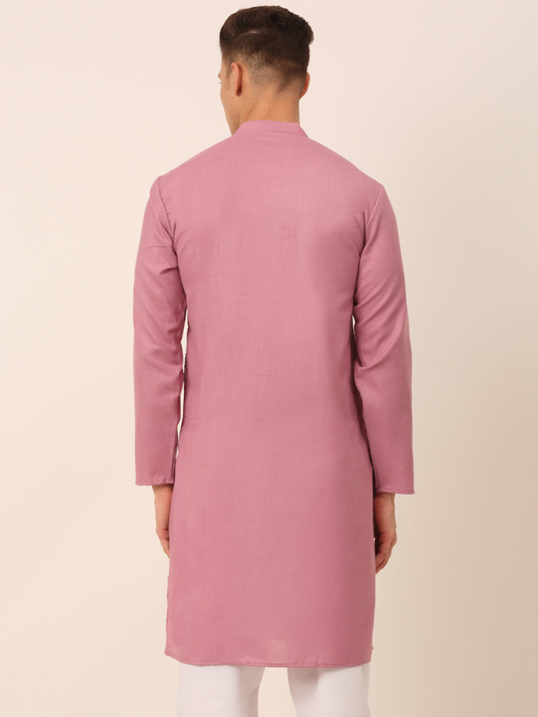 Jompers Men's Cotton Embroidered Kurta - Magenta