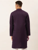 Jompers Men's Cotton Embroidered Kurta - Purple