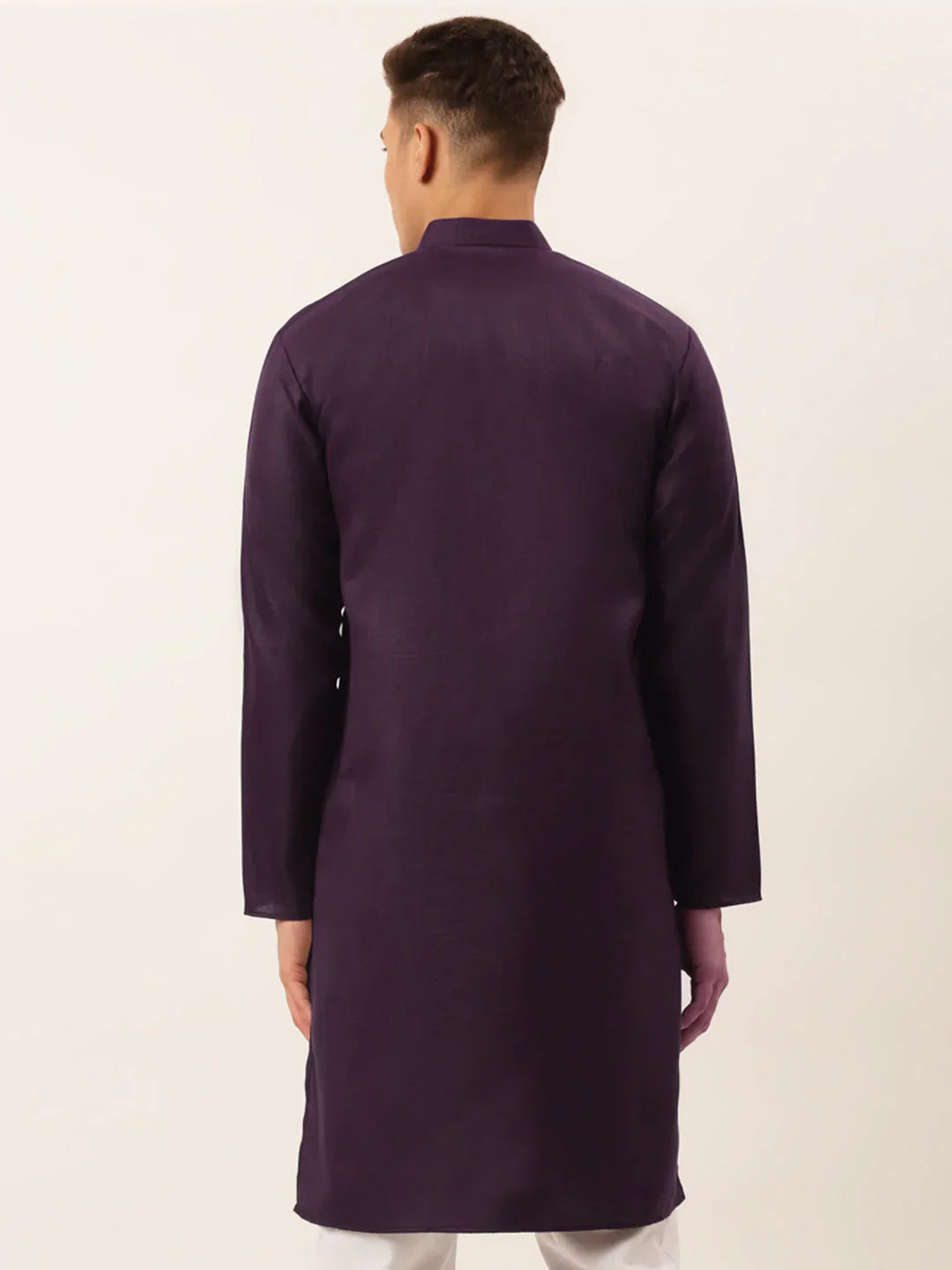 Jompers Men's Cotton Embroidered Kurta - Purple