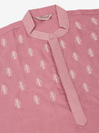 Jompers Men's Magenta Pink Embroidered Kurta