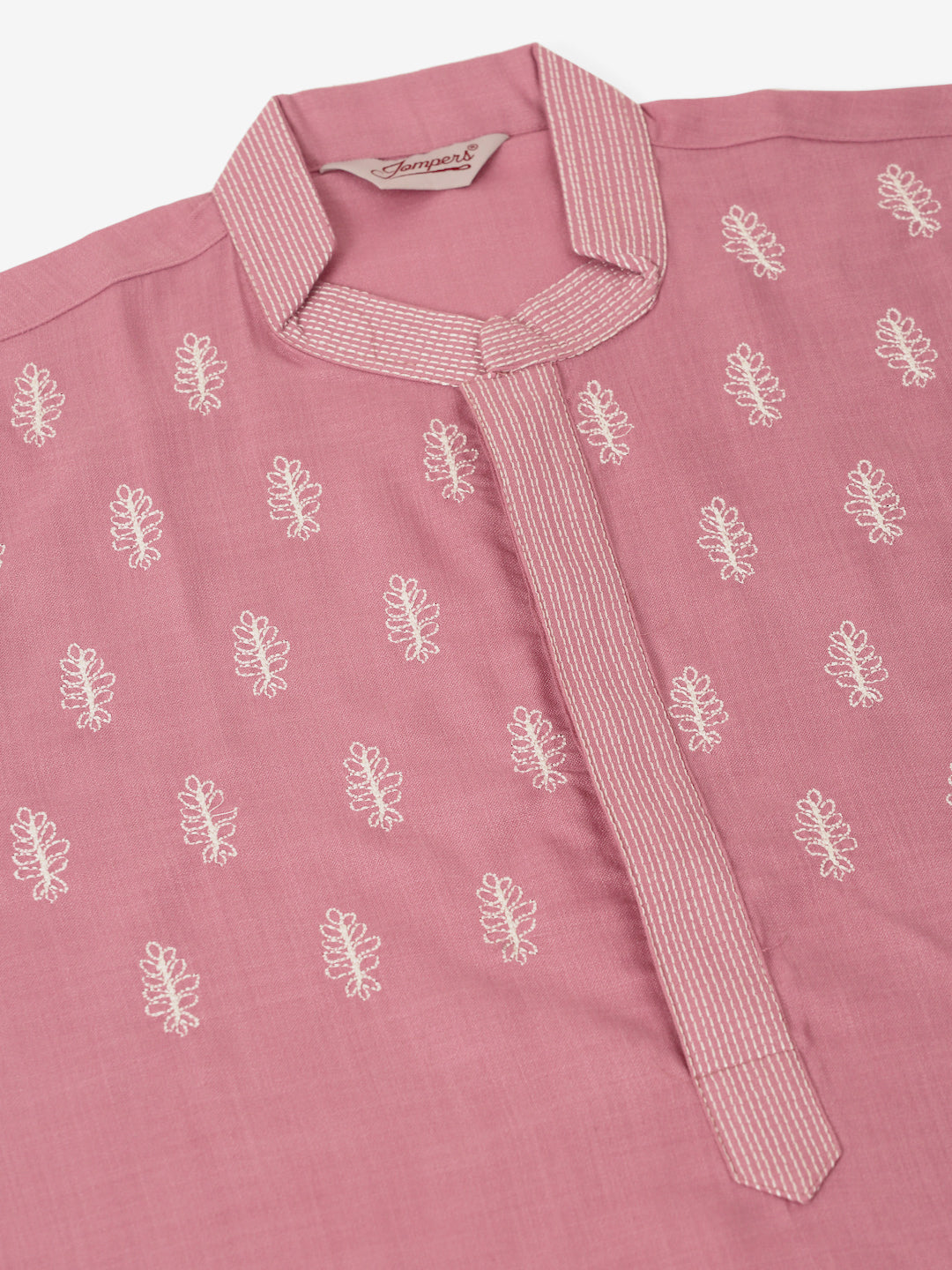 Jompers Men's Magenta Pink Embroidered Kurta