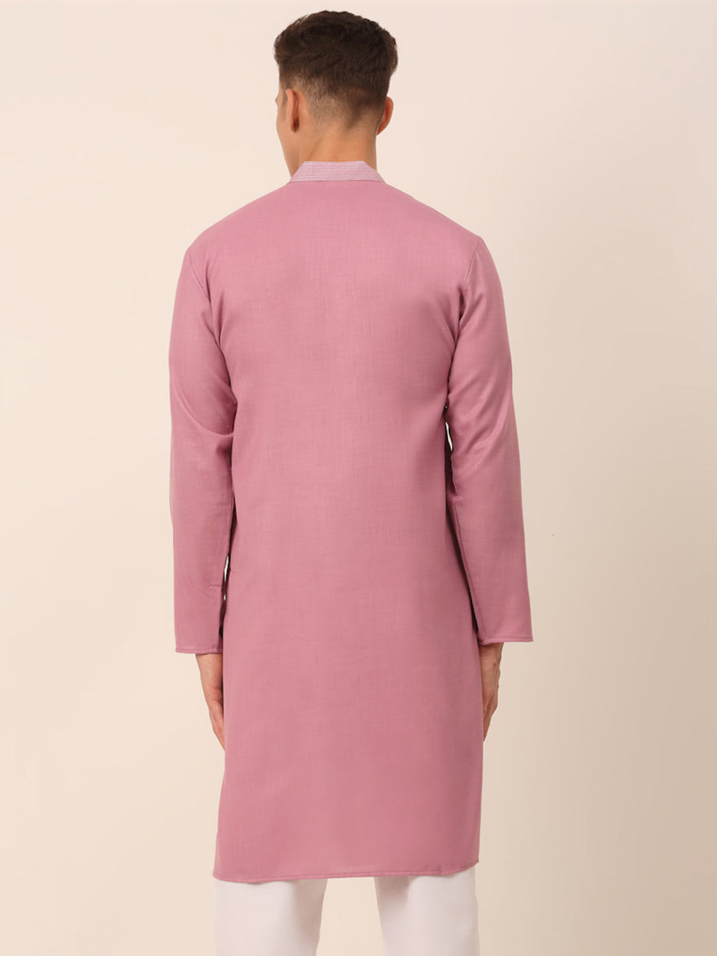 Jompers Men's Magenta Pink Embroidered Kurta