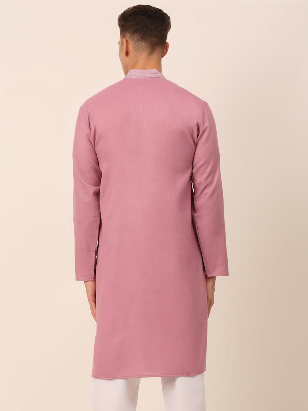 Jompers Men's Magenta Pink Embroidered Kurta