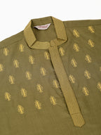 Jompers Men's Olive Green Embroidered Kurta