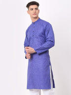 Jompers Men's Cotton Solid Kurta - Blue