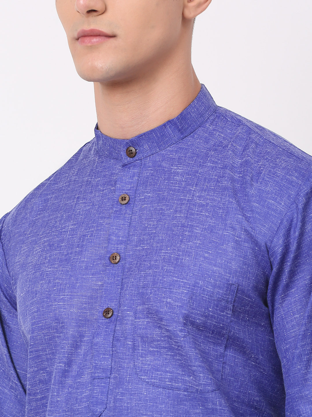 Jompers Men's Cotton Solid Kurta - Blue