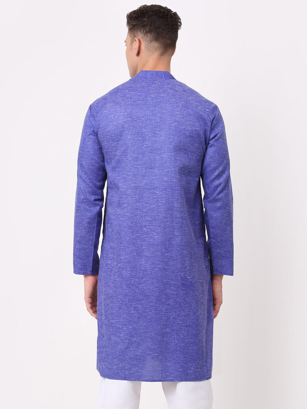 Jompers Men's Cotton Solid Kurta - Blue