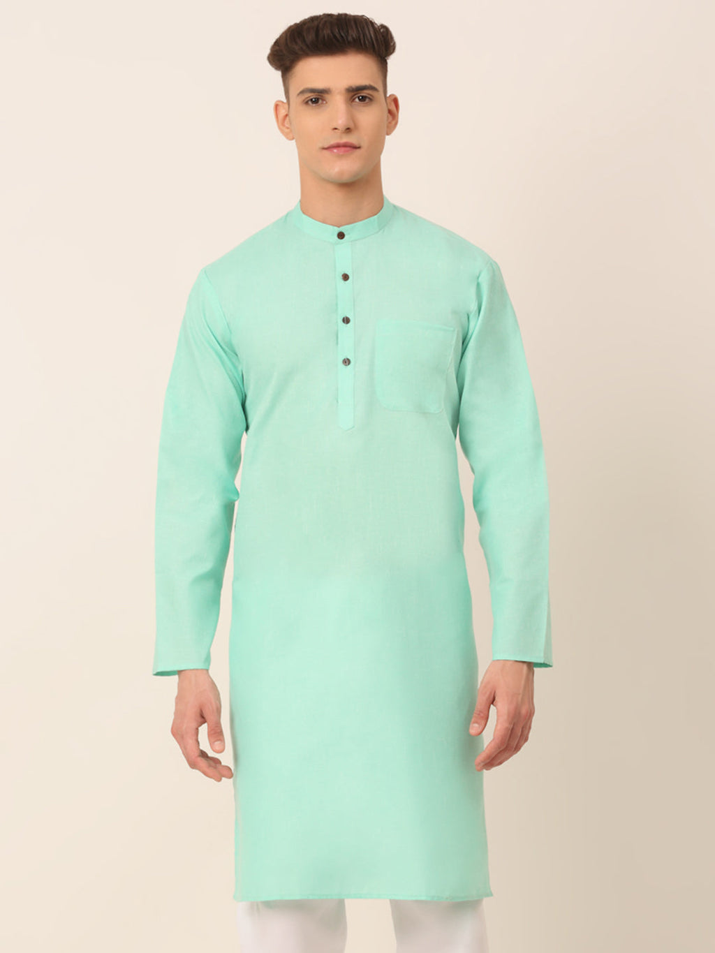 Jompers Men's Cotton Solid Kurta - Green