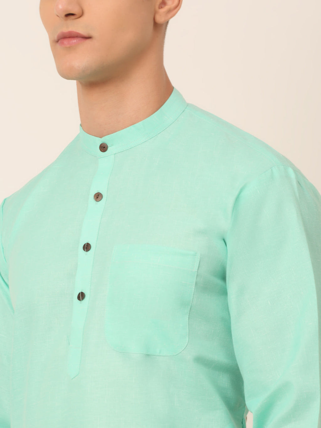 Jompers Men's Cotton Solid Kurta - Green