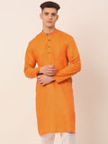 Jompers Men's Cotton Solid Kurta - Orange