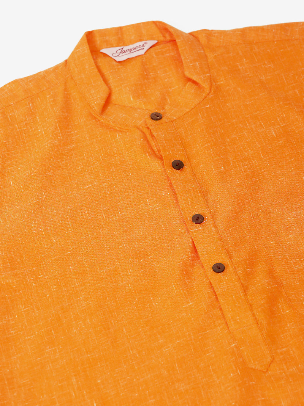 Jompers Men's Cotton Solid Kurta - Orange