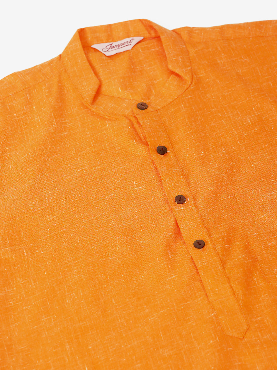 Jompers Men's Cotton Solid Kurta - Orange