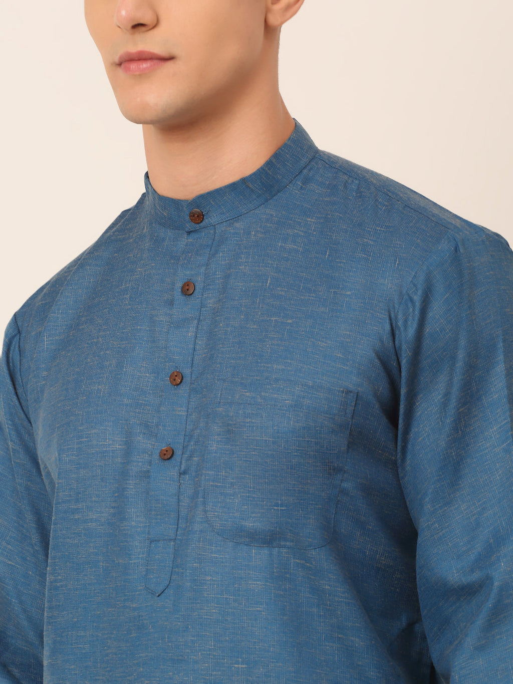 Jompers Men's Cotton Solid Kurta - Peacock