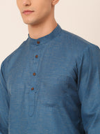 Jompers Men's Cotton Solid Kurta - Peacock
