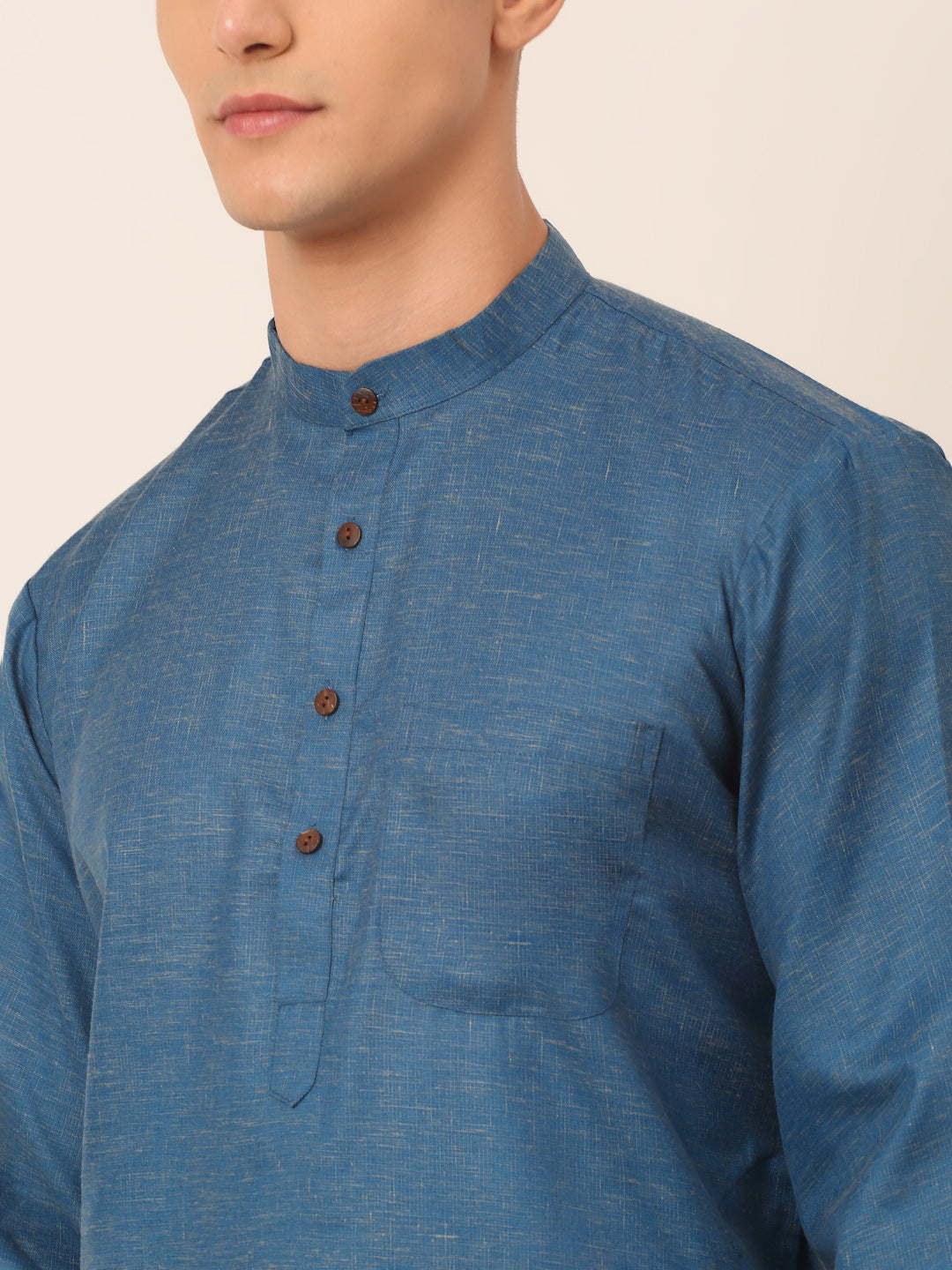 Jompers Men's Cotton Solid Kurta - Peacock