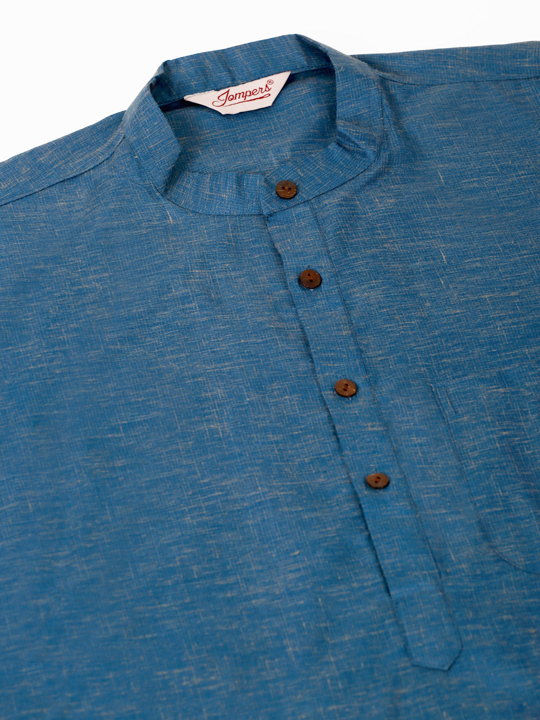 Jompers Men's Cotton Solid Kurta - Peacock