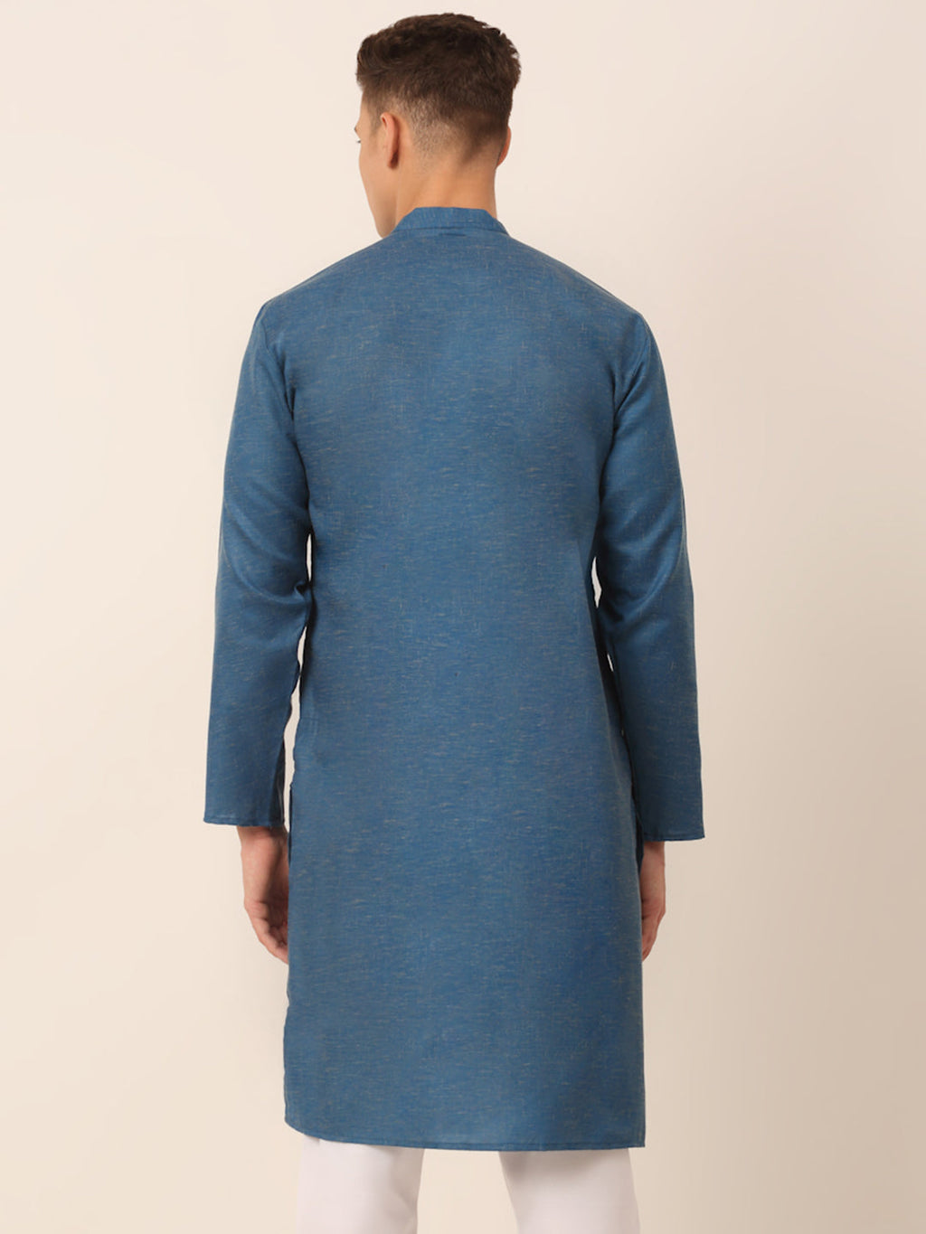 Jompers Men's Cotton Solid Kurta - Peacock