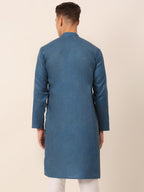 Jompers Men's Cotton Solid Kurta - Peacock