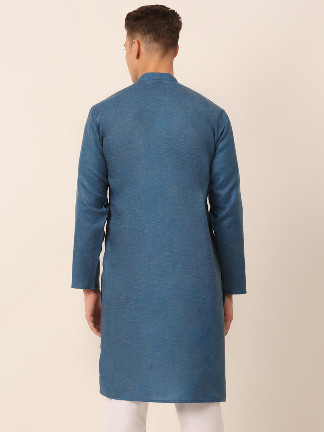Jompers Men's Cotton Solid Kurta - Peacock
