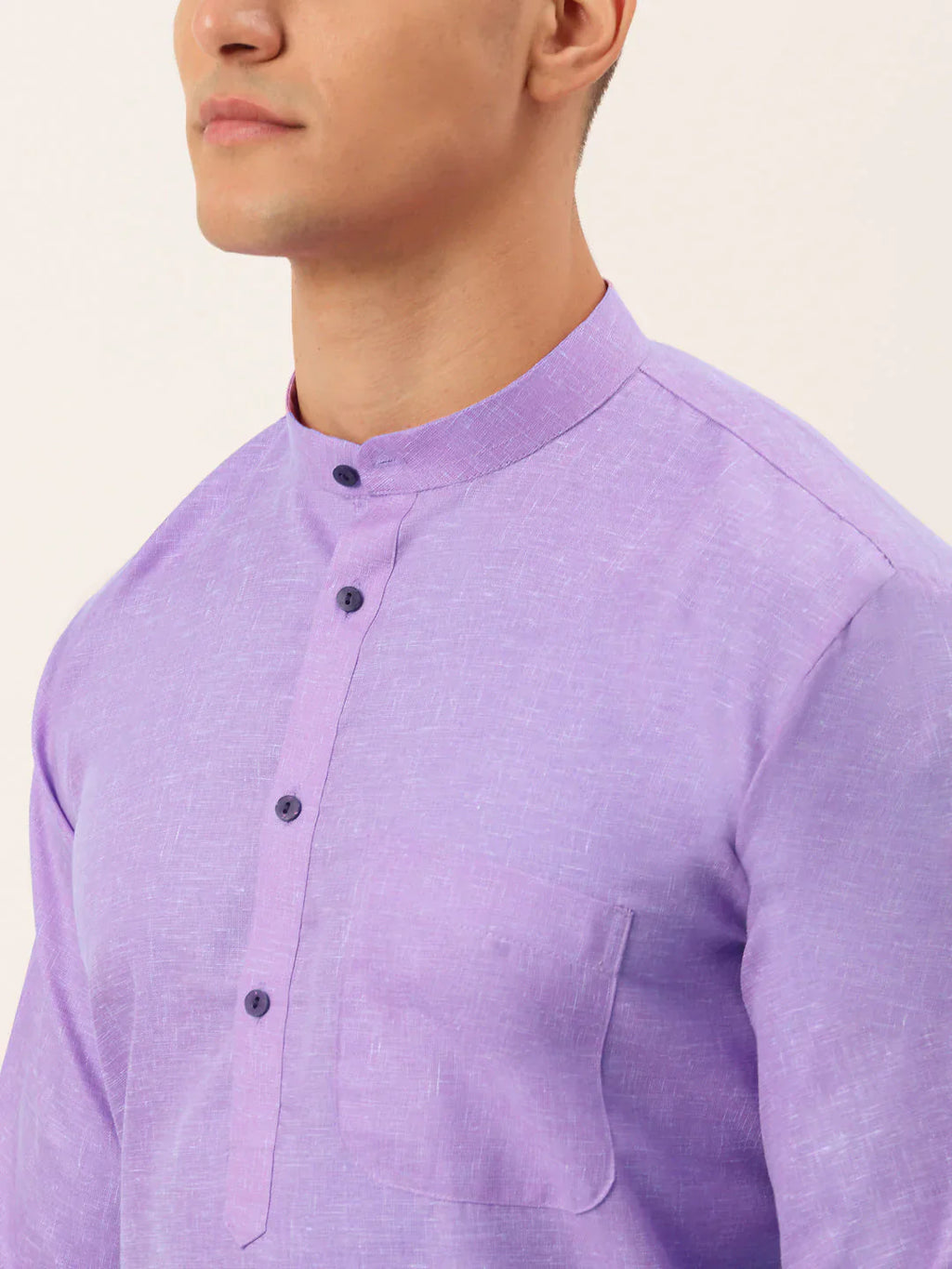 Jompers Men's Cotton Solid Kurta - Purple