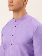 Jompers Men's Cotton Solid Kurta - Purple