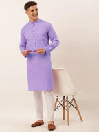 Jompers Men's Cotton Solid Kurta - Purple
