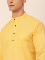 Jompers Men's Cotton Solid Kurta - Yellow