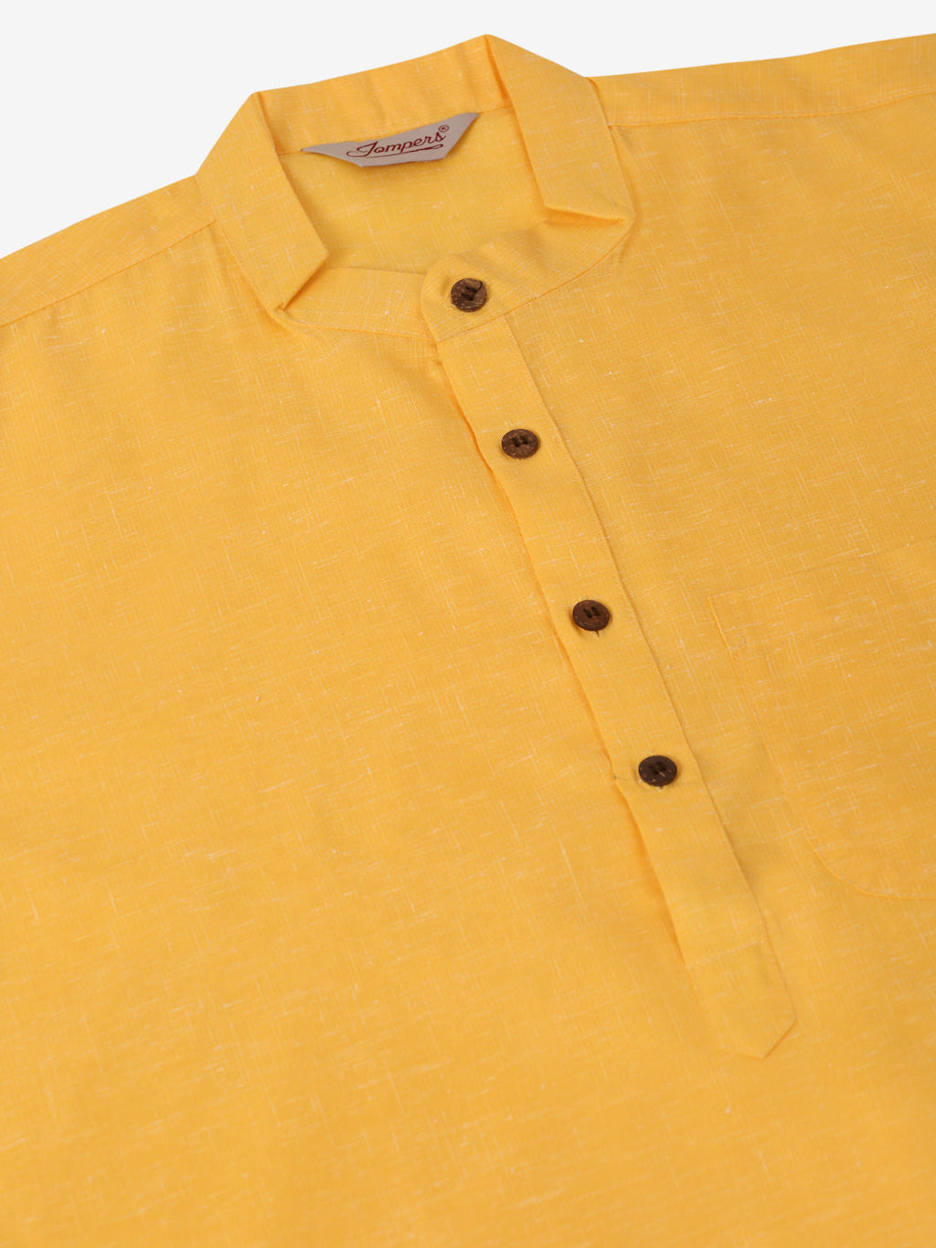 Jompers Men's Cotton Solid Kurta - Yellow