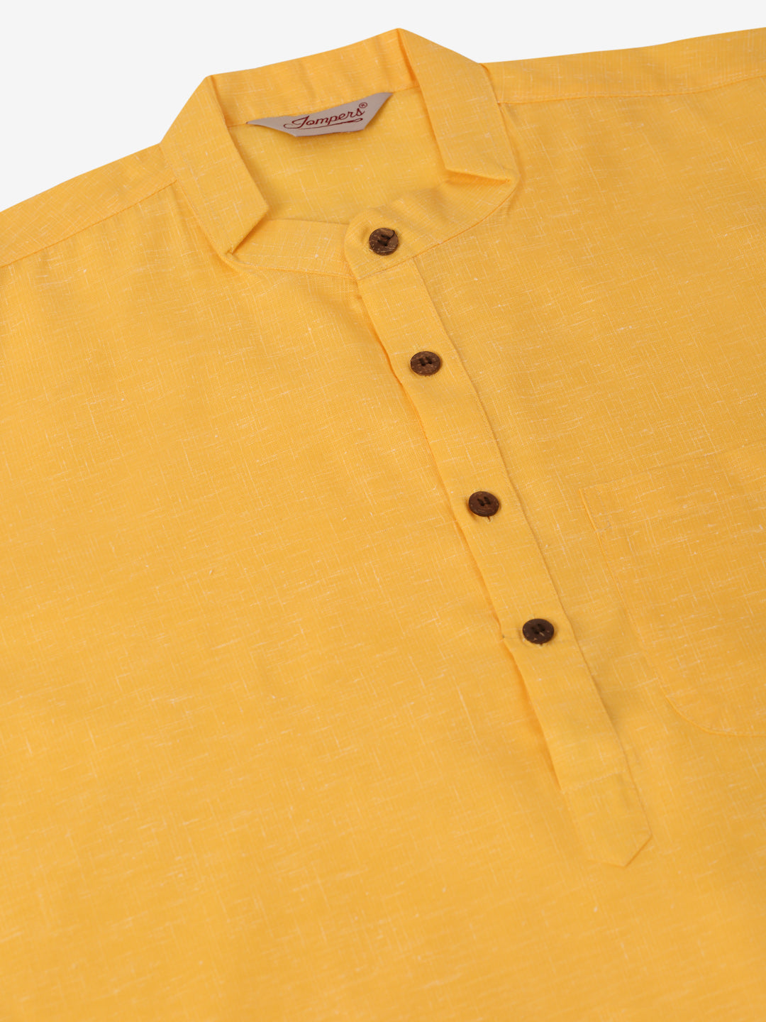 Jompers Men's Cotton Solid Kurta - Yellow