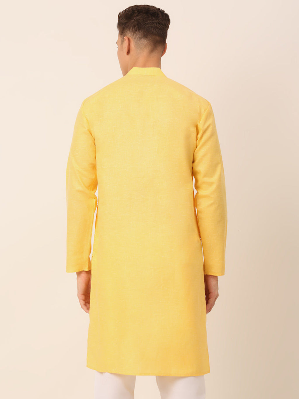 Jompers Men's Cotton Solid Kurta - Yellow